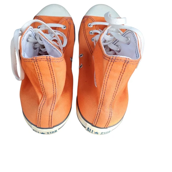 Mens Converse Orange High-Top Sneakers with White Laces Size 10 - Picture 2 of 3